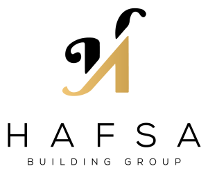 Hafsa Building Group Logo (Black/Gold - Stacked)