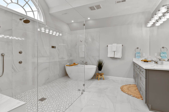 Custom Luxury Master Bath Remodel by Hafsa Building Group