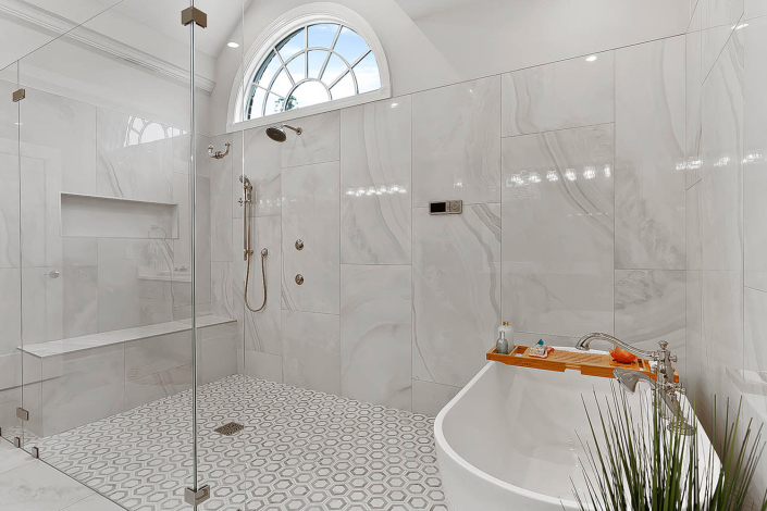 Custom Luxury Master Bath Remodel by Hafsa Building Group