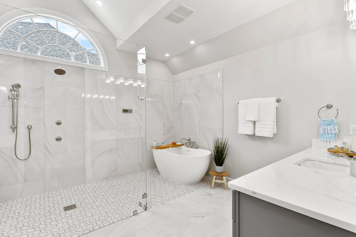 Custom Luxury Master Bath Remodel by Hafsa Building Group