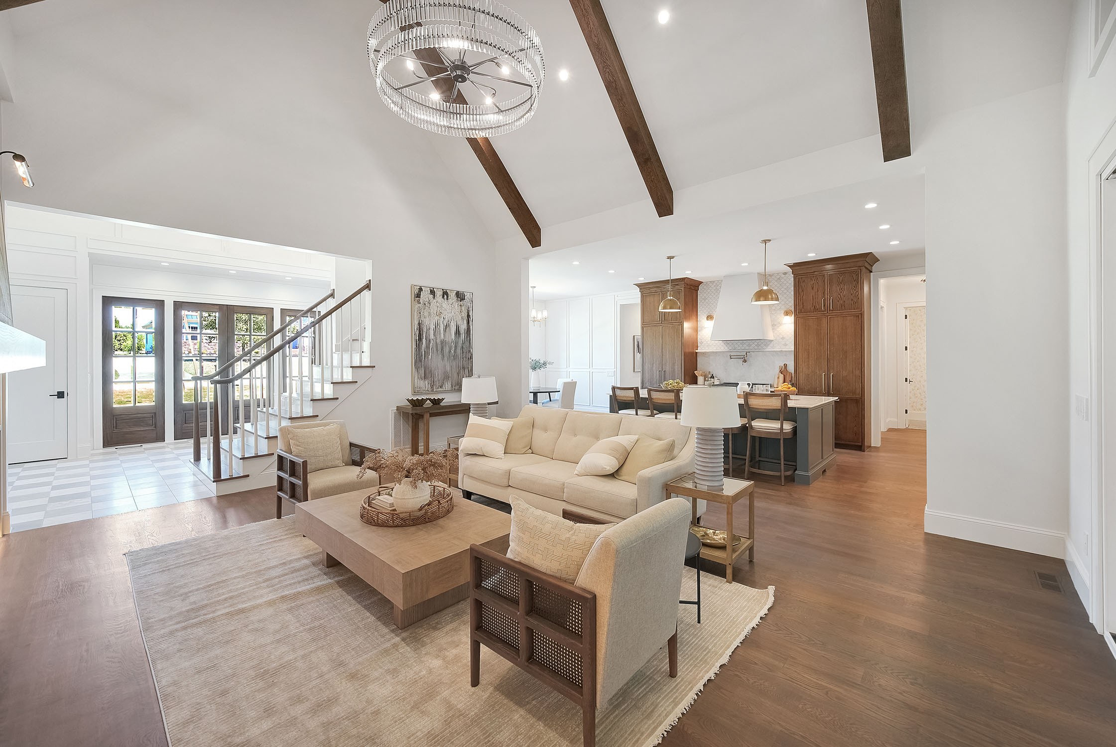 Modern open-concept living room and kitchen interior