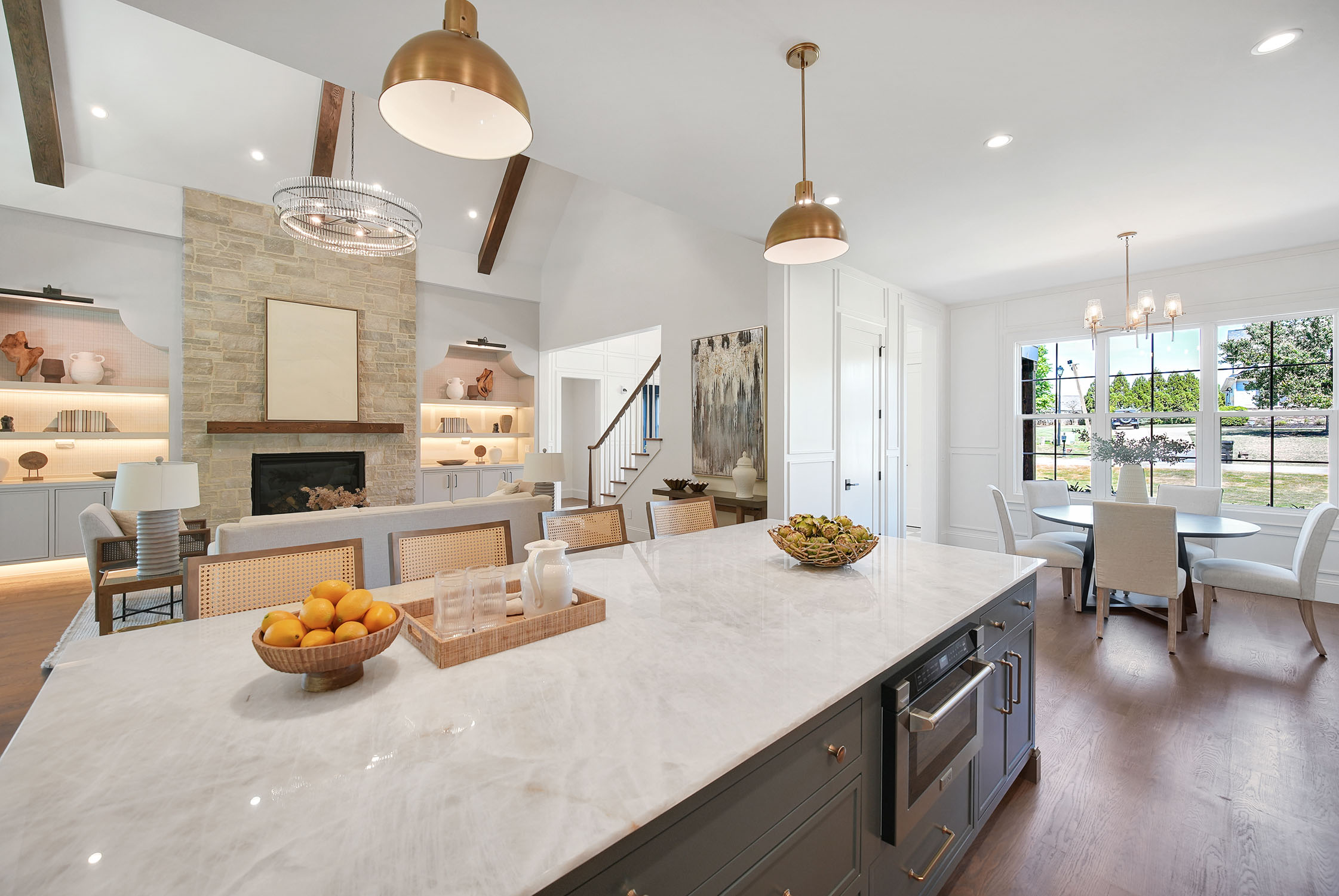 Modern open-concept kitchen and living room interior